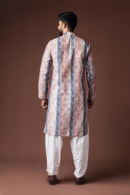 Black color blended linen weaved kurta for haldi 4
