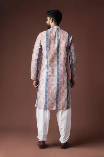 Black color blended linen weaved kurta for haldi