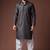 Black color blended linen weaved kurta for festive