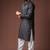Black color blended linen weaved kurta for festive