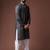 Black color blended linen weaved kurta for festive