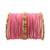 Set of 28 gold, pink velvet with metal bangle set