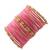Set of 28 gold, pink velvet with metal bangle set