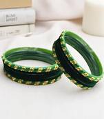 Set of 10 green color velvet bangle set