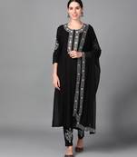 Elegant black embroidered kurta set 