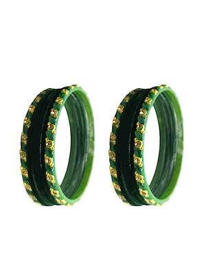 Set of 10 green color velvet bangle set 4