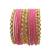 Set of 12 pink and gold plated velvet bangle set