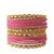 Set of 12 pink and gold plated velvet bangle set