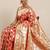 Red woven katan silk saree with blouse