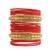 Set of 16 red and gold plated velvet bangle set