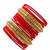 Set of 16 red and gold plated velvet bangle set