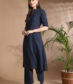 Elegant navy blue striped kurta set