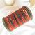 Set of 30 orange, green and gold plated velvet bangle set