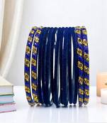 Set of 12 navy blue velvet bangle set