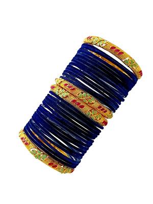 Set of 32 navy blue and gold plated velvet bangle set 4