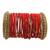 Set of 28 red and gold plated velvet bangle set