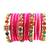 Set of 16 multicolor stone studded velvet bangle set