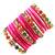 Set of 16 multicolor stone studded velvet bangle set