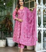 Blush pink floral printed cotton suit set