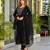 Elegant black embroidered kurta set with dupatta