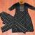Elegant black printed kurta set with embroidered yoke