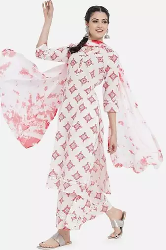 white floral printed kurta set 