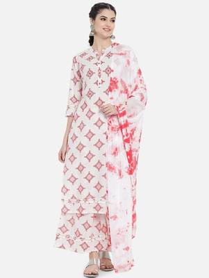 white floral printed kurta set  5