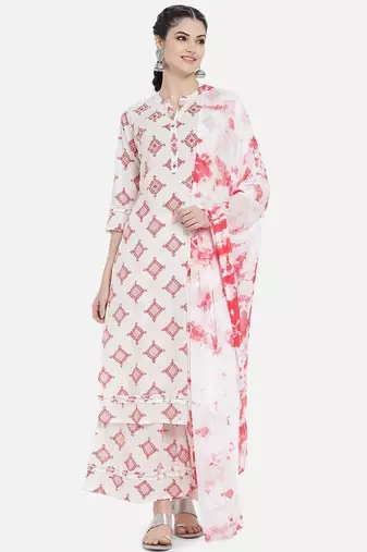 white floral printed kurta set 