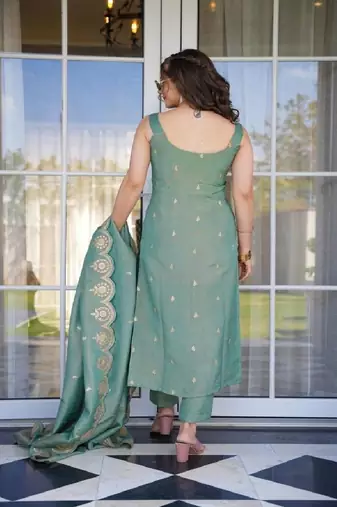 Pastel Green Embroidered Ethnic Suit