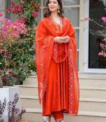 dark orange kurta set with dupatta