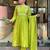 Elegant parrot green embroidered flared kurta set