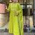 Elegant parrot green embroidered flared kurta set