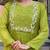 Elegant parrot green embroidered flared kurta set