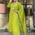 Elegant parrot green embroidered flared kurta set