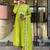 Elegant parrot green embroidered flared kurta set