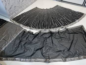 Black zari embroidered mirror work organza lehenga choli 6