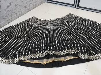 Black zari embroidered mirror work organza lehenga choli 7