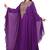 Luxury Purple Georgette Kaftan with Golden Handwork and Beads Detailing Batwing Sleeves