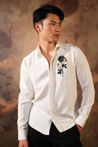 White plain crepe shirt