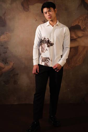 White printed crepe shirt