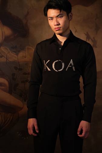 Black embroidered crepe shirt