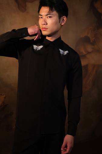 Black plain crepe shirt