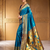 Aqua traditional paithani silk saree with rich zari weaving and contrast border – perfect for wedding wear