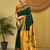 Green traditional paithani silk saree with rich zari weaving and contrast border – perfect for wedding wear