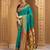 Teal traditional paithani silk saree with rich zari weaving and contrast border – perfect for wedding wear