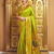 Lime green paithani silk blend handwoven saree with designer pallu and unstitched blouse