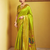 Lime green paithani silk blend handwoven saree with designer pallu and unstitched blouse