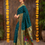 Teal paithani silk blend handwoven saree with designer pallu and unstitched blouse