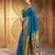 Turquoise paithani silk blend handwoven saree with designer pallu and unstitched blouse