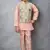 Boys cotton silk geometric patchwork embroidered kurta set- blush peach